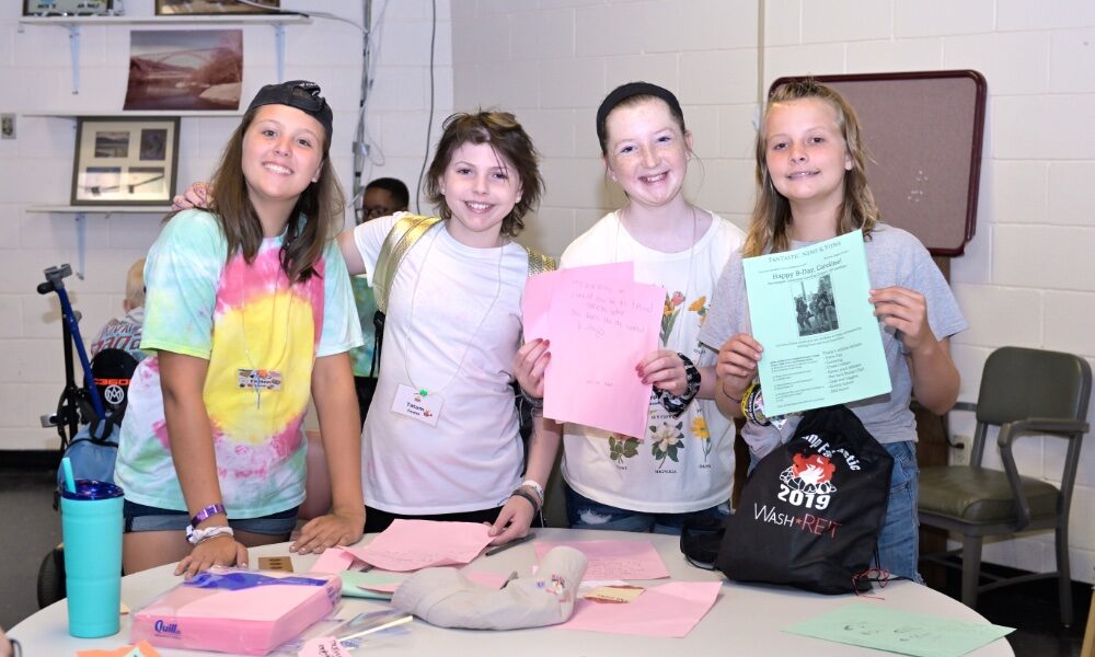 Kids doing arts and crafts at Camp Fantastic